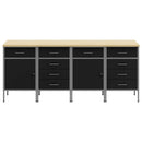 vidaXL Munkaszekrény fiókkal 4 pcs Fekete és Szürke 200 x 55 x 85 cm