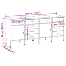 vidaXL Munkaszekrény fiókkal 4 pcs Fekete és Szürke 200 x 55 x 85 cm