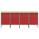 vidaXL Munkaszekrény fiókkal 4 db Piros és Szürke 200 x 55 x 85 cm