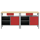 vidaXL Munkapad készlet fiókkal 2 pcs Piros és Szürke 200 x 55 x 85 cm