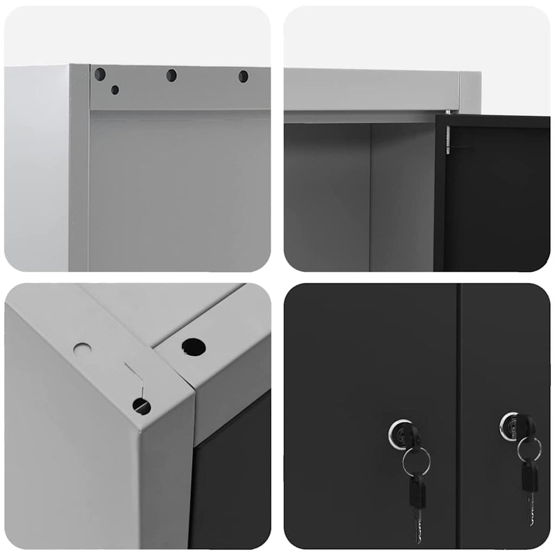 vidaXL Szerszámszekrény és pegboard szett polcokkal 5 pcs Fekete