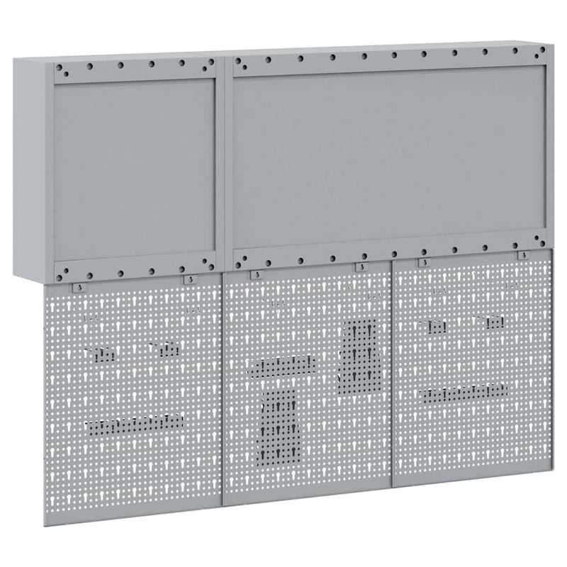 vidaXL Szerszámszekrény és pegboard szett polcokkal 5 pcs Fekete