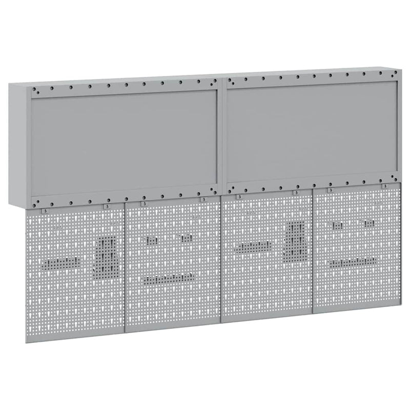 vidaXL Szerszámszekrény és pegboard szett polcokkal 6 pcs Fekete