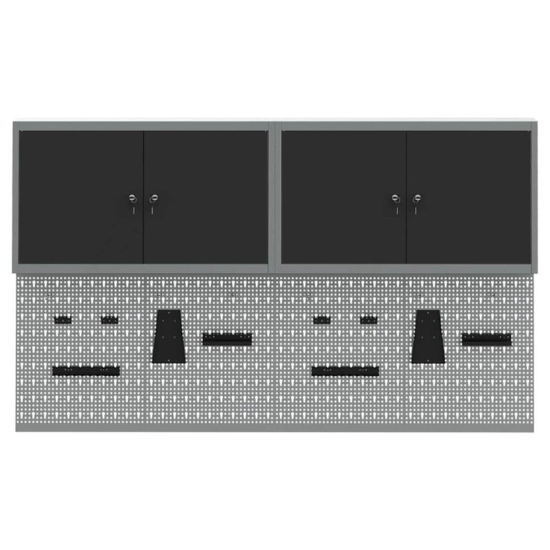 vidaXL Szerszámszekrény és pegboard szett polcokkal 6 pcs Fekete