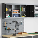 vidaXL Szerszámszekrény és pegboard szett polcokkal 3 pcs Fekete