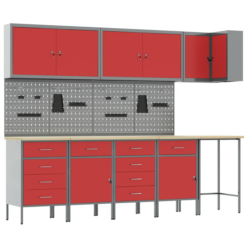 vidaXL Szerszámszekrény és pegboard szett polcokkal 6 pcs Fekete