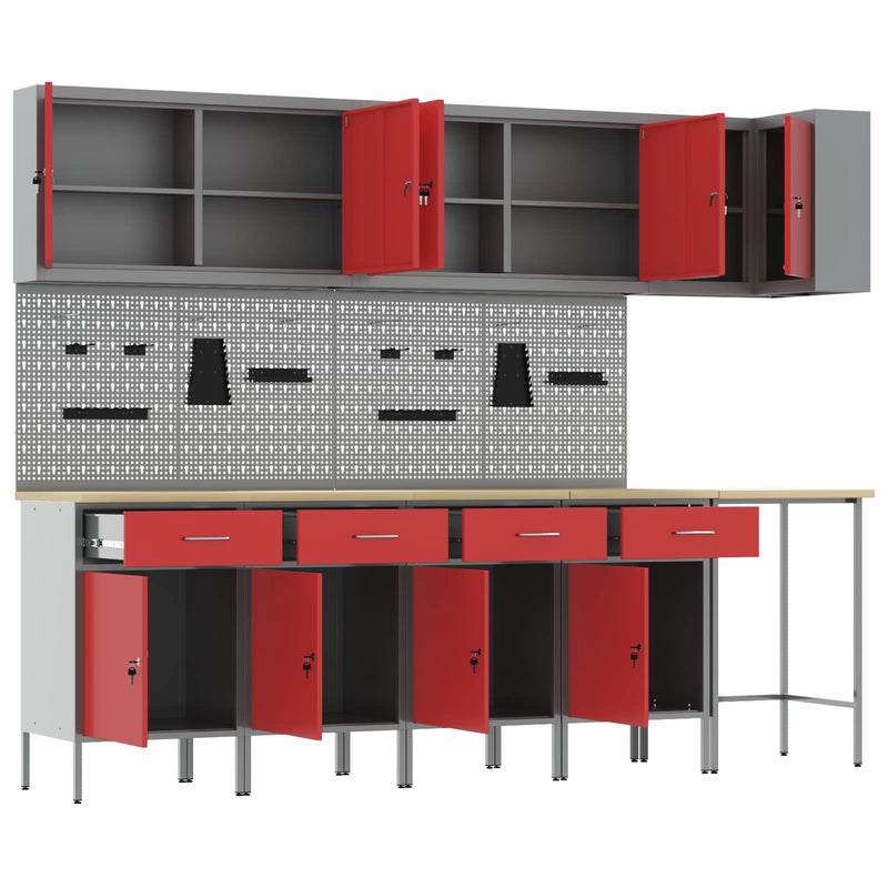 vidaXL Szerszámszekrény és pegboard szett polcokkal 6 pcs Fekete