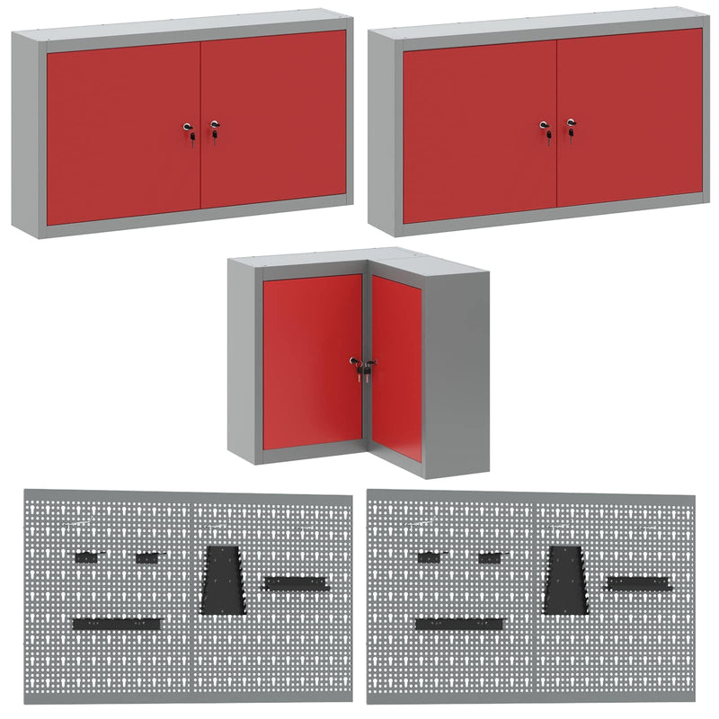 vidaXL Szerszámszekrény és pegboard szett polcokkal 6 pcs Fekete