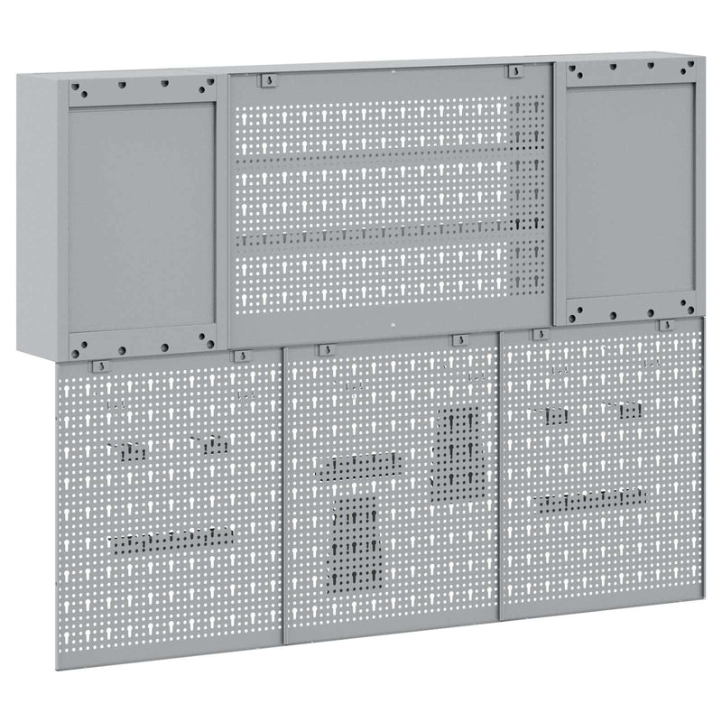 vidaXL Szerszámszekrény és pegboard szett polcokkal 6 pcs Fekete