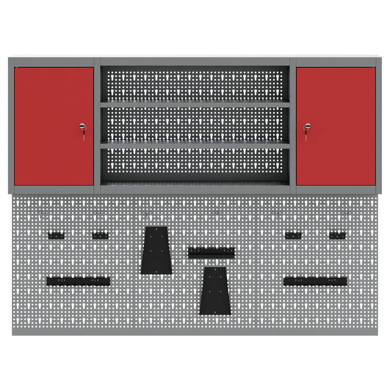 vidaXL Szerszámszekrény és pegboard szett polcokkal 6 pcs Fekete