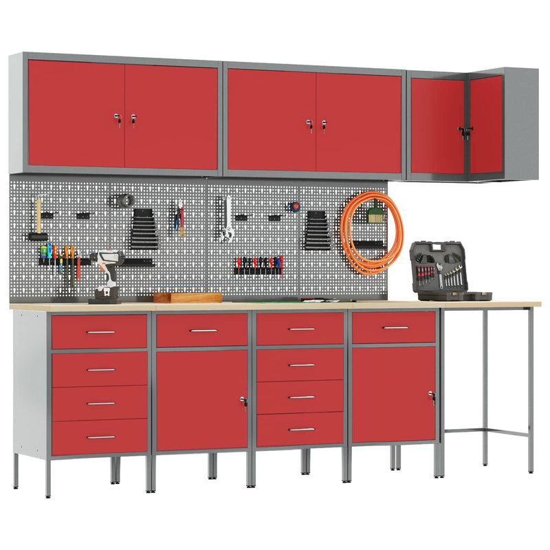 vidaXL Szerszámszekrény és pegboard szett polcokkal 6 pcs Fekete