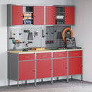 vidaXL Munkaszekrény fiókkal tárolóval 10 db Piros Műszaki fa és acél
