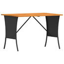 vidaXL fekete polyrattan kerti asztal akácfa lappal 105x75x72 cm