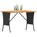 vidaXL fekete polyrattan kerti asztal akácfa lappal 105x75x72 cm