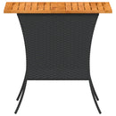 vidaXL fekete polyrattan kerti asztal akácfa lappal 105x75x72 cm