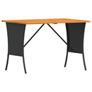 vidaXL fekete polyrattan kerti asztal akácfa lappal 105x75x72 cm