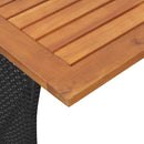 vidaXL fekete polyrattan kerti asztal akácfa lappal 105x75x72 cm