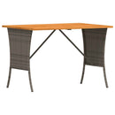 vidaXL szürke polyrattan akácfa lapos kerti asztal 105x75x72 cm