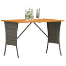 vidaXL szürke polyrattan akácfa lapos kerti asztal 105x75x72 cm