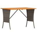 vidaXL szürke polyrattan akácfa lapos kerti asztal 105x75x72 cm