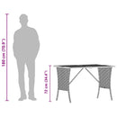 vidaXL szürke polyrattan akácfa lapos kerti asztal 105x75x72 cm