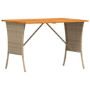 vidaXL bézs polyrattan akácfa lapos kerti asztal 105x75x72 cm