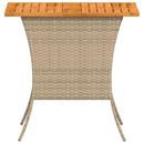 vidaXL bézs polyrattan akácfa lapos kerti asztal 105x75x72 cm