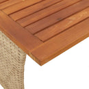 vidaXL bézs polyrattan akácfa lapos kerti asztal 105x75x72 cm