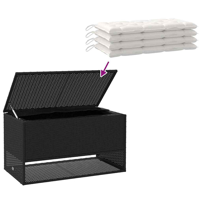 vidaXL fekete polyrattan kültéri párna doboz 100x55x55,5 cm