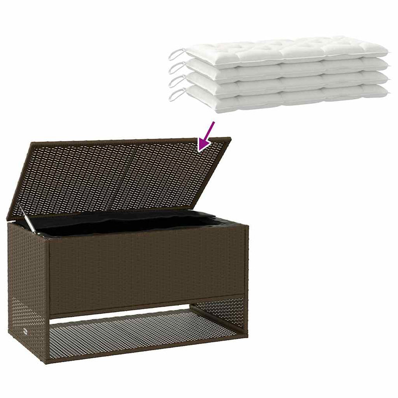 vidaXL barna polyrattan kültéri párna doboz 100x55x55,5 cm