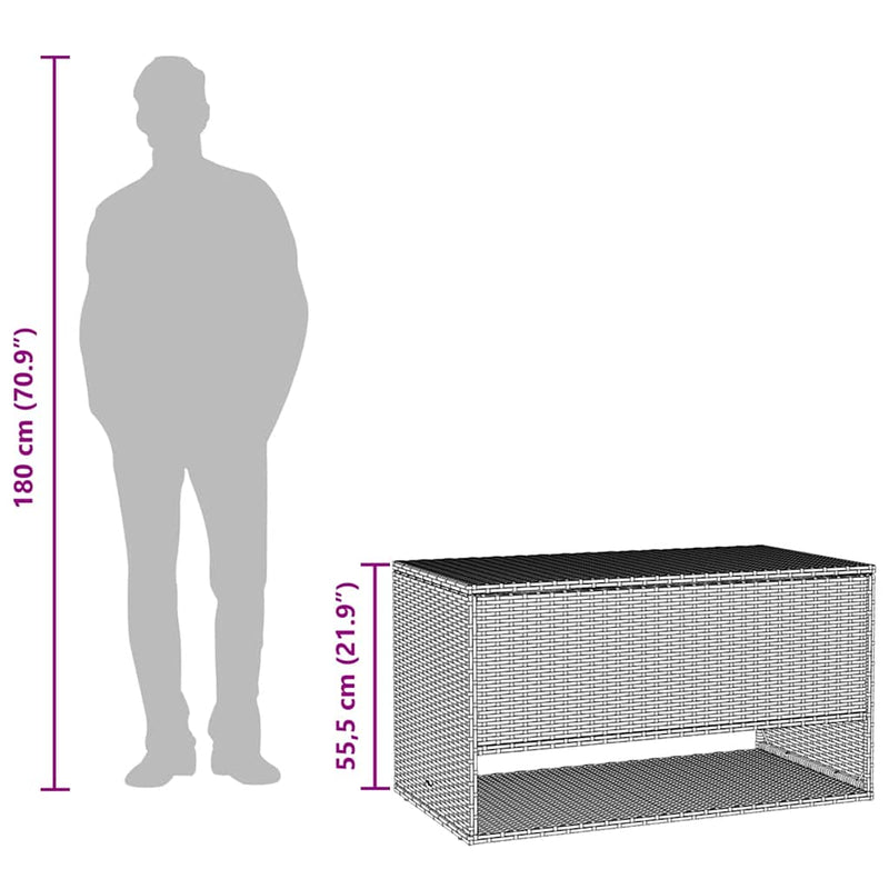 vidaXL barna polyrattan kültéri párna doboz 100x55x55,5 cm