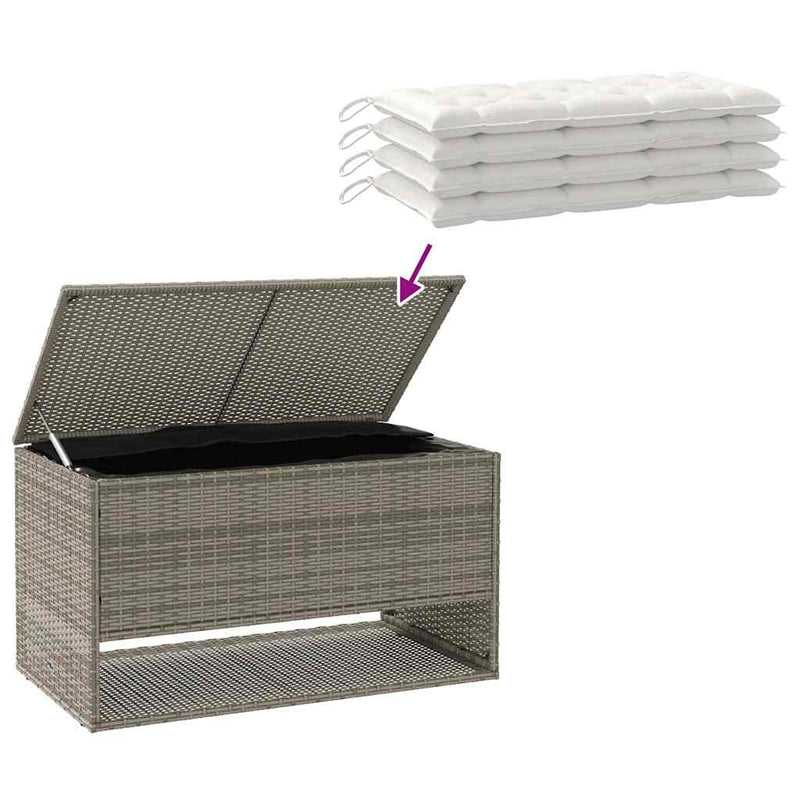 vidaXL szürke polyrattan kültéri párna doboz 100x55x55,5 cm