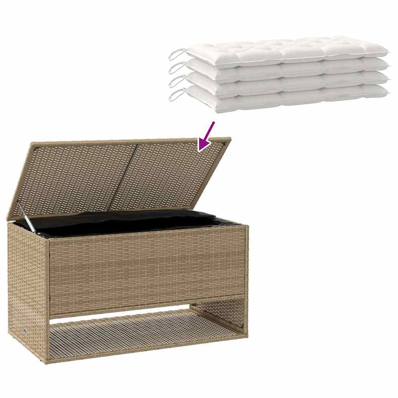 vidaXL bézs polyrattan kültéri párna doboz 100x55x55,5 cm