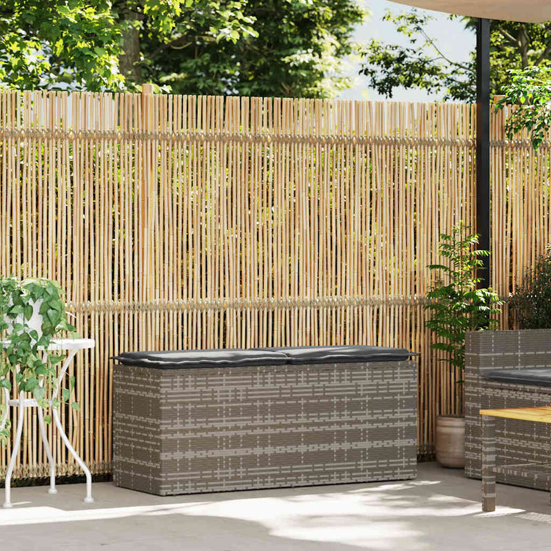 vidaXL szürke polyrattan kerti pad párnával 116 x 46 x 57 cm