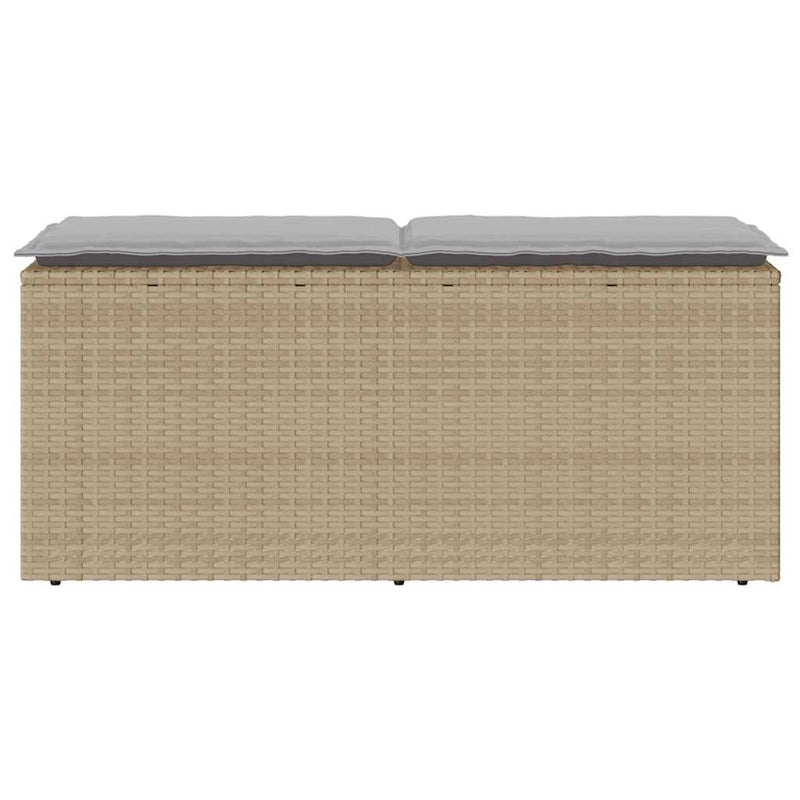 vidaXL bézs polyrattan kerti pad párnával 110x40x44 cm