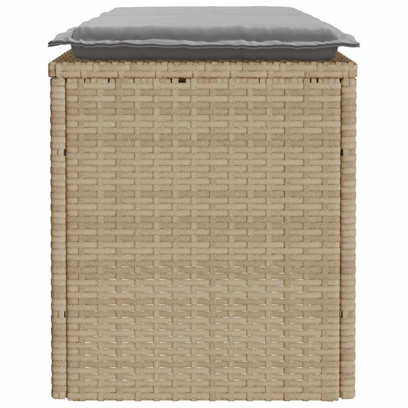 vidaXL bézs polyrattan kerti pad párnával 110x40x44 cm