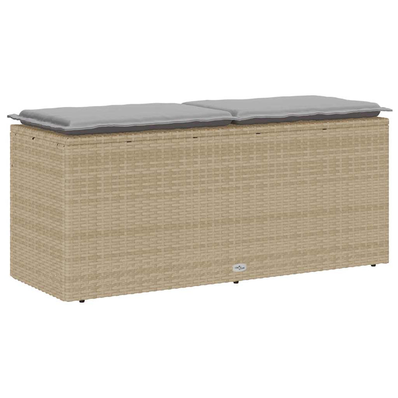 vidaXL bézs polyrattan kerti pad párnával 110x40x44 cm