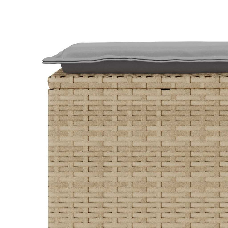 vidaXL bézs polyrattan kerti pad párnával 110x40x44 cm