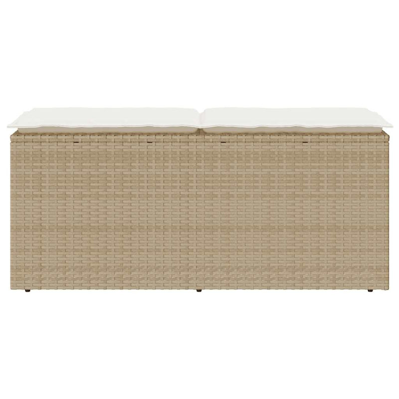 vidaXL bézs polyrattan kerti pad párnával 110x40x44 cm