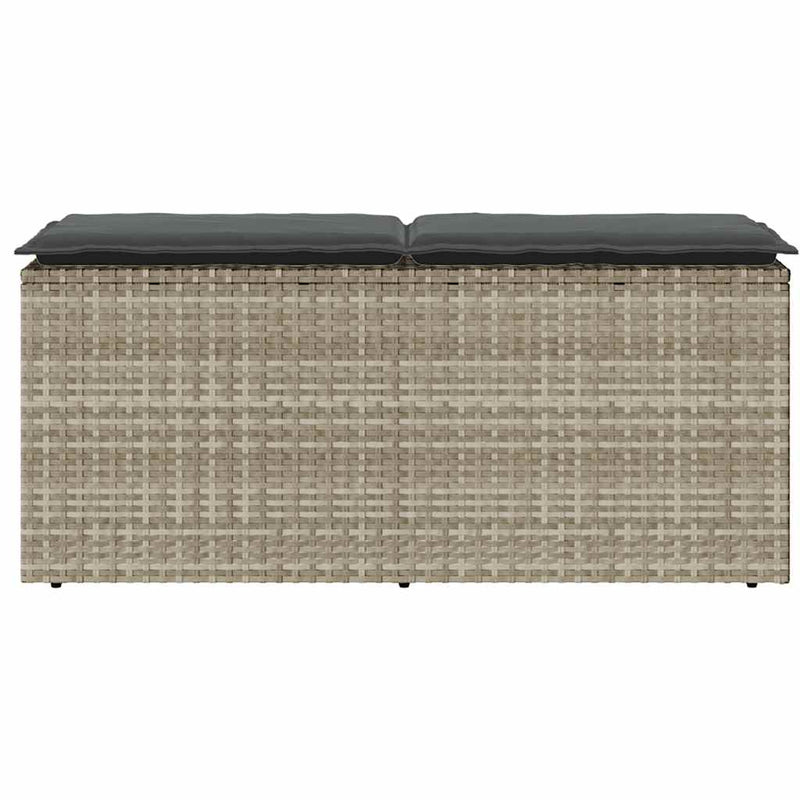 vidaXL világosszürke polyrattan kerti pad párnával 110x40x44 cm