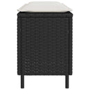 vidaXL fekete polyrattan kerti pad párnával 110x30x40,5 cm