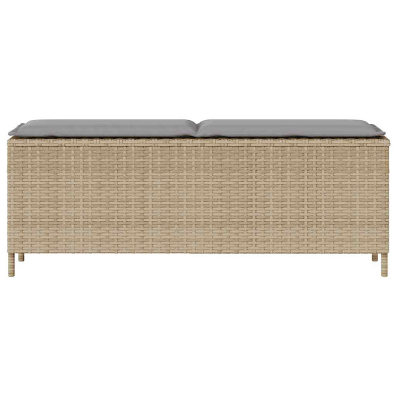 vidaXL bézs polyrattan kerti pad párnával 110x30x40,5 cm