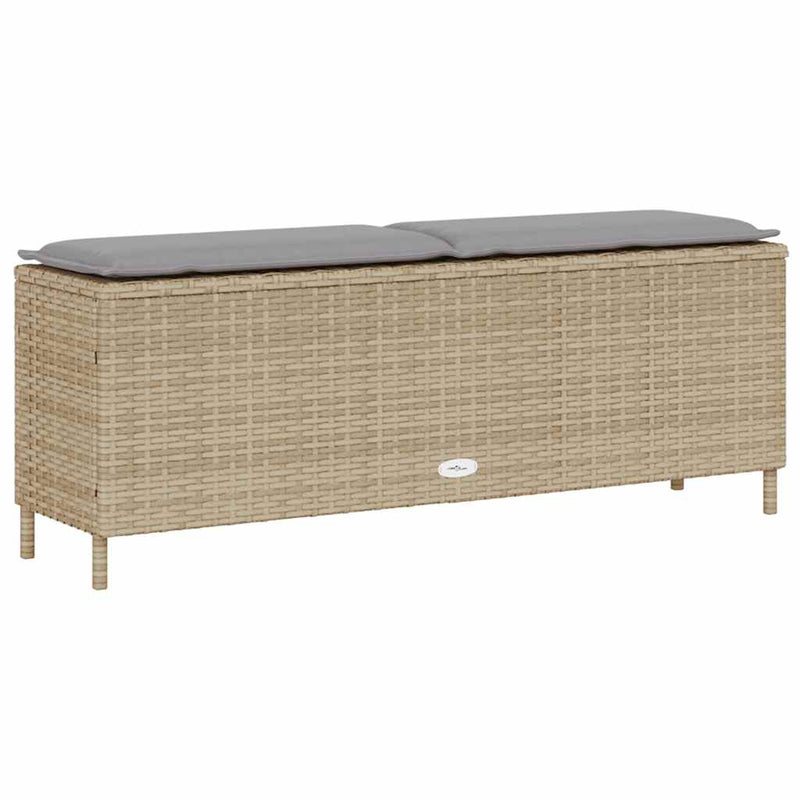 vidaXL bézs polyrattan kerti pad párnával 110x30x40,5 cm