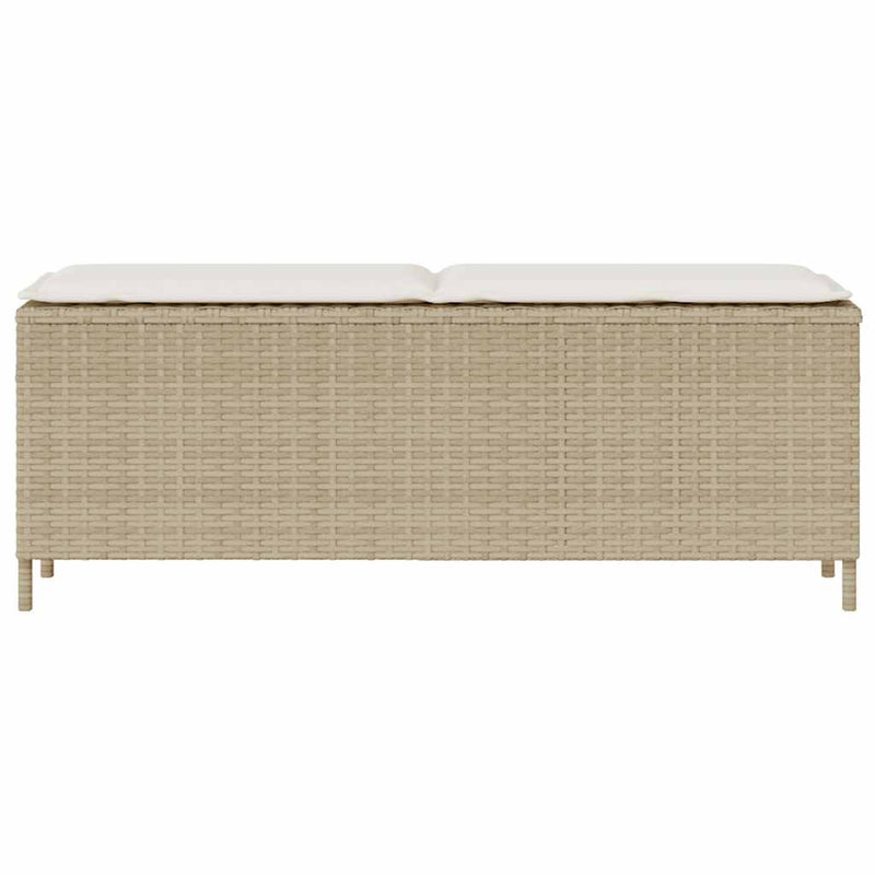 vidaXL bézs polyrattan kerti pad párnával 110x30x40,5 cm