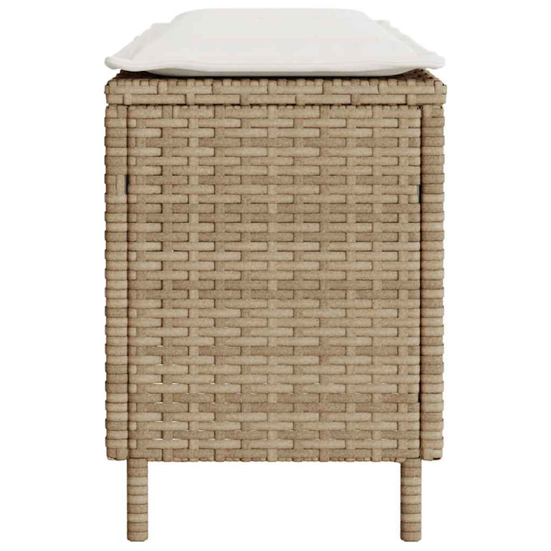 vidaXL bézs polyrattan kerti pad párnával 110x30x40,5 cm