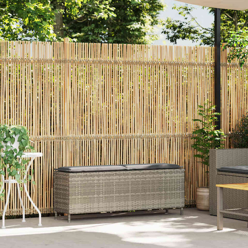 vidaXL világosszürke polyrattan kerti pad párnával 110x30x40,5 cm
