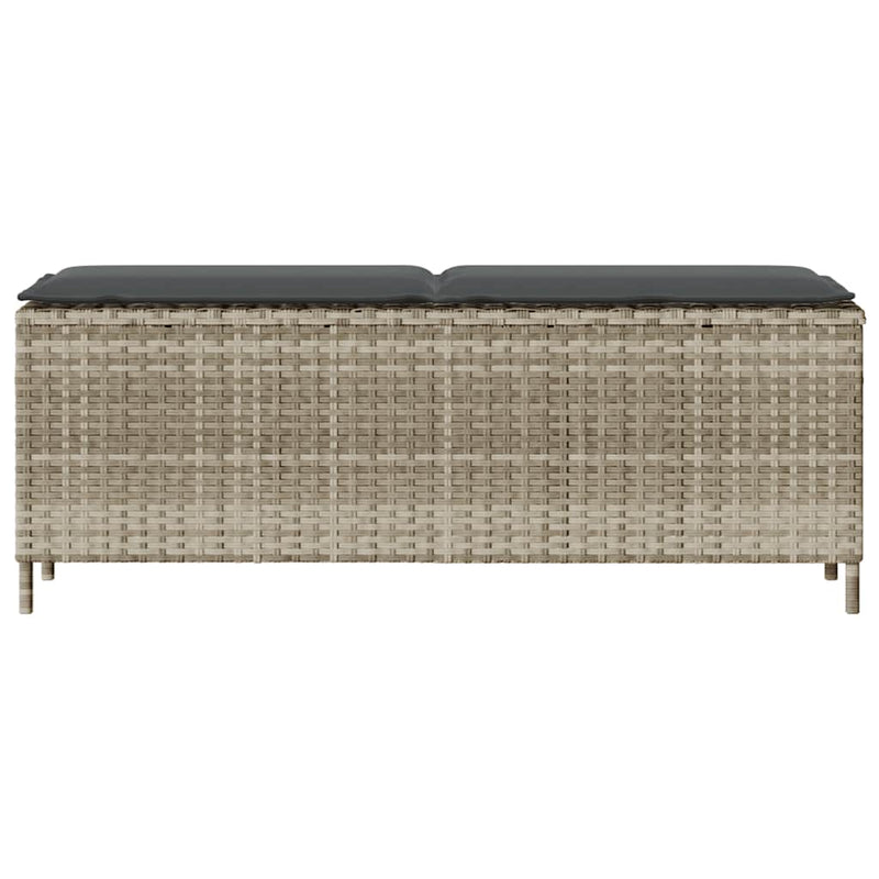 vidaXL világosszürke polyrattan kerti pad párnával 110x30x40,5 cm