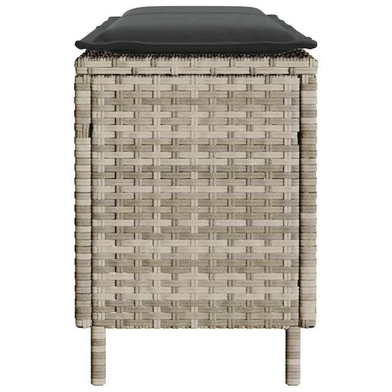 vidaXL világosszürke polyrattan kerti pad párnával 110x30x40,5 cm
