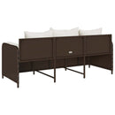 vidaXL 3 személyes barna polyrattan kerti kanapé párnával