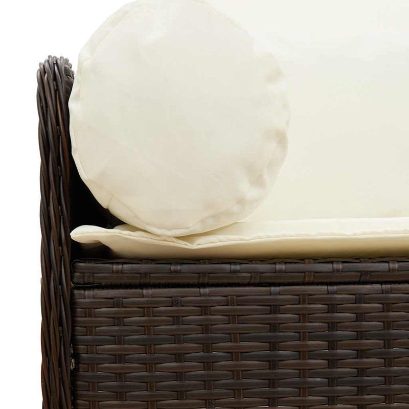 vidaXL 3 személyes barna polyrattan kerti kanapé párnával